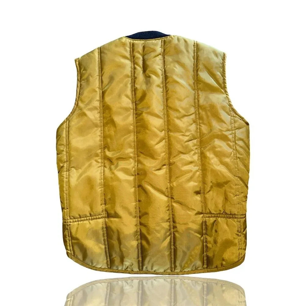 Walls Vintage Men's Quilted Vest Gold Medium Casual Fall Outerwear Medium